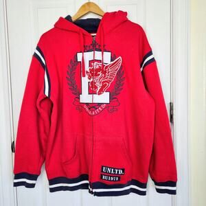 Vintage Ecko Unltd Rhino Red Pullover Hoodie Size L Men's Y2K Embroidered Patch